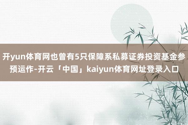 开yun体育网也曾有5只保障系私募证券投资基金参预运作-开云「中国」kaiyun体育网址登录入口