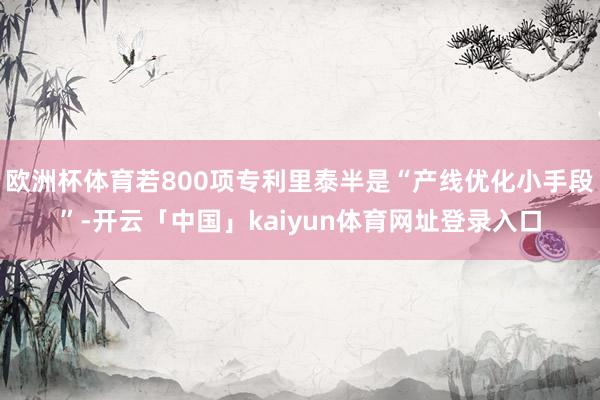 欧洲杯体育若800项专利里泰半是“产线优化小手段”-开云「中国」kaiyun体育网址登录入口